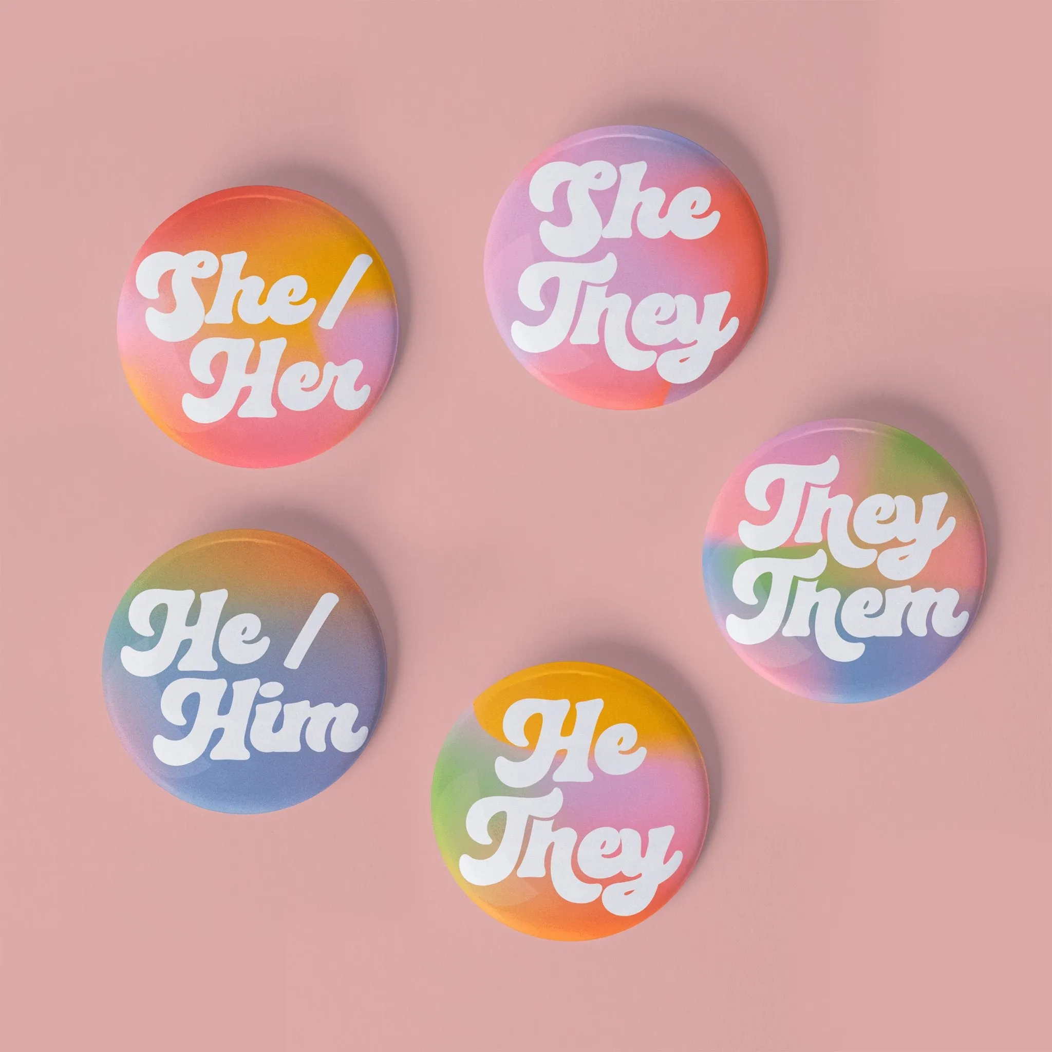 Pronoun Pinback Button - She/They