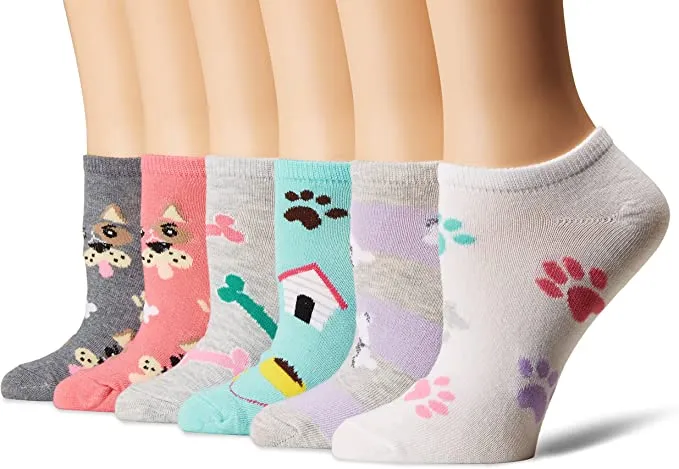 "Dogs" Ankle Socks by K Bell (6pk) - Medium