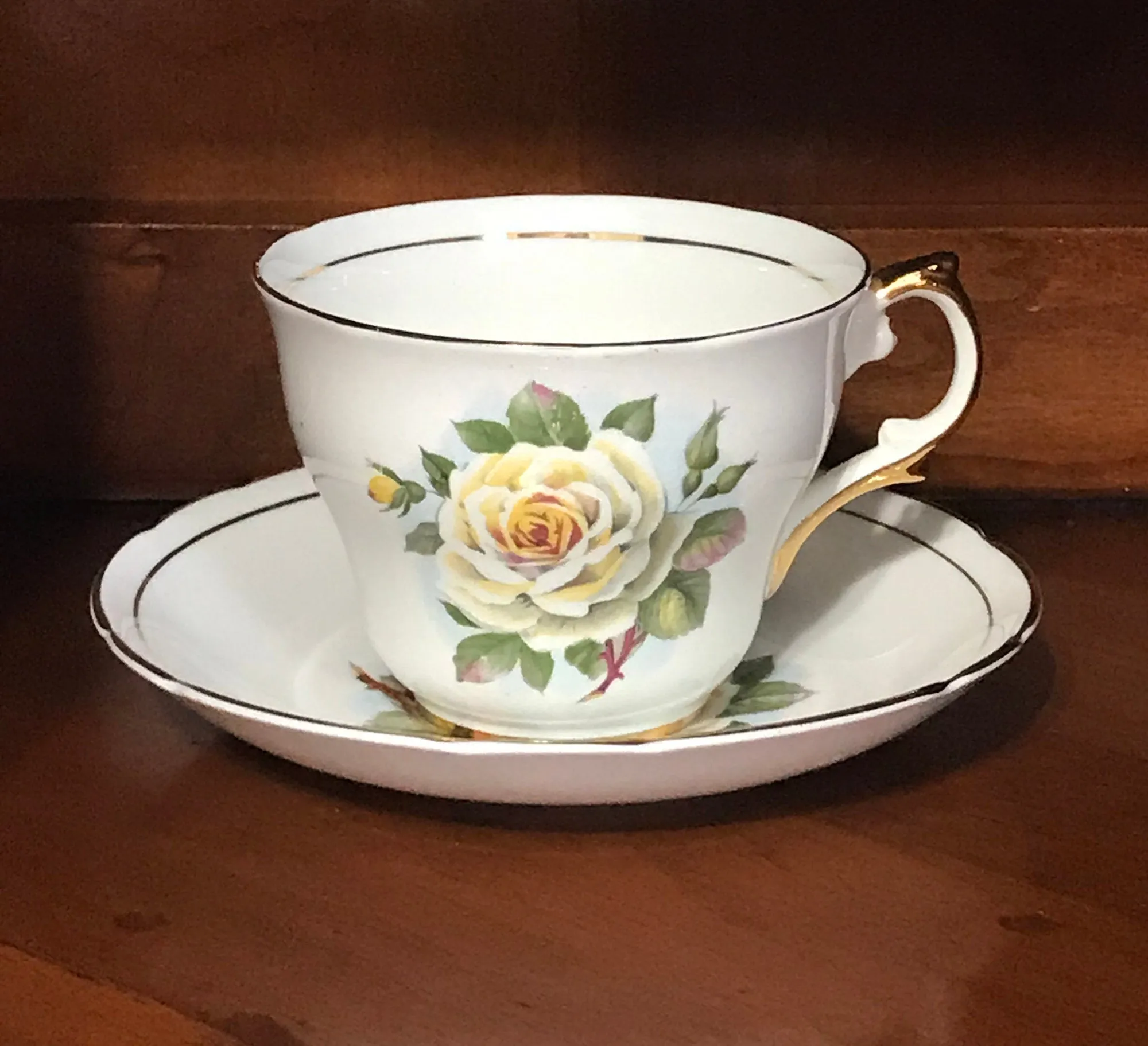 Regency Bone China Yellow Rose Collectible Cup and Saucer Set