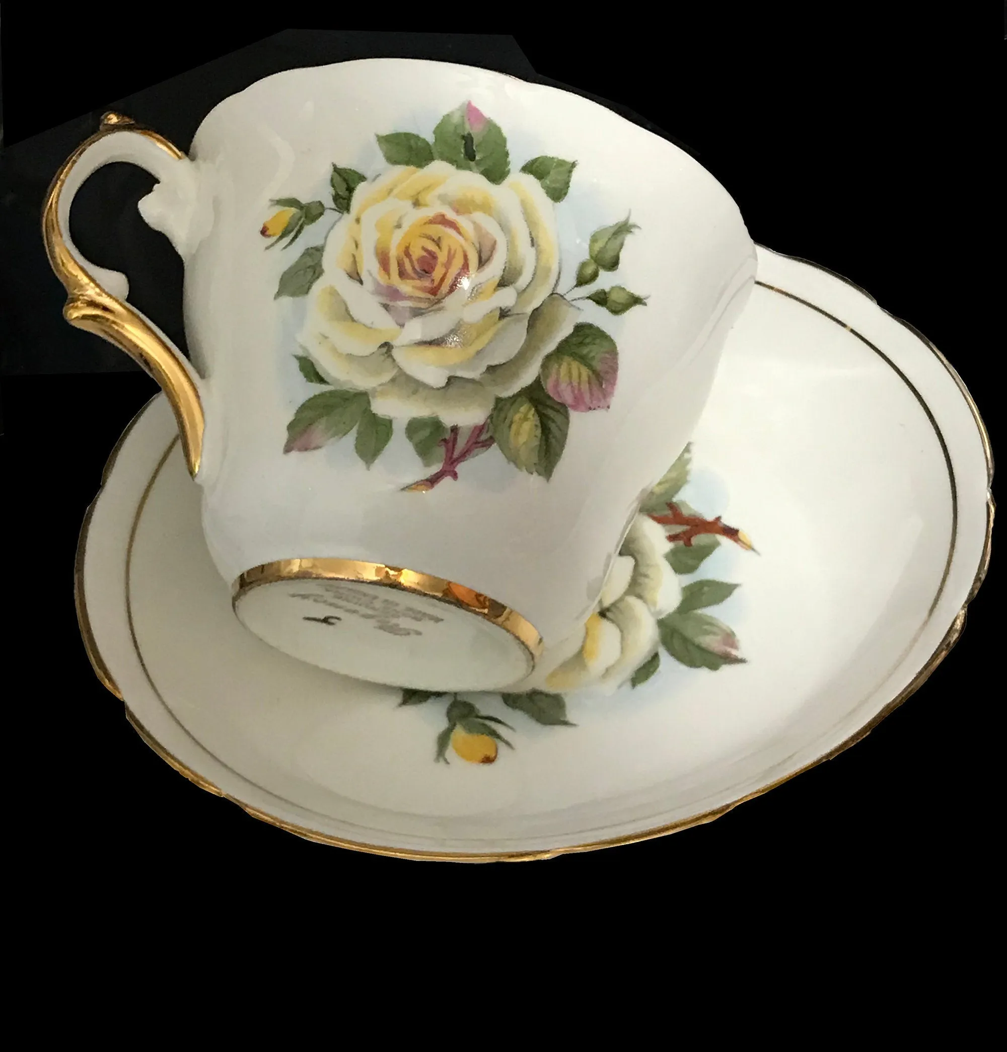 Regency Bone China Yellow Rose Collectible Cup and Saucer Set