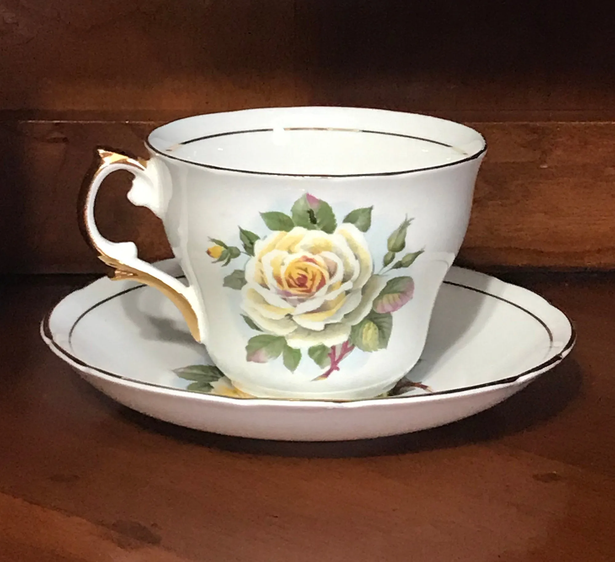 Regency Bone China Yellow Rose Collectible Cup and Saucer Set