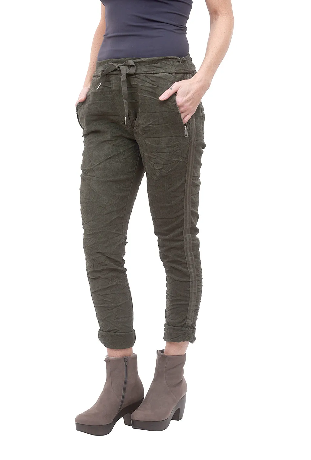 Ribbon Side Corduroy Joggers, Forest