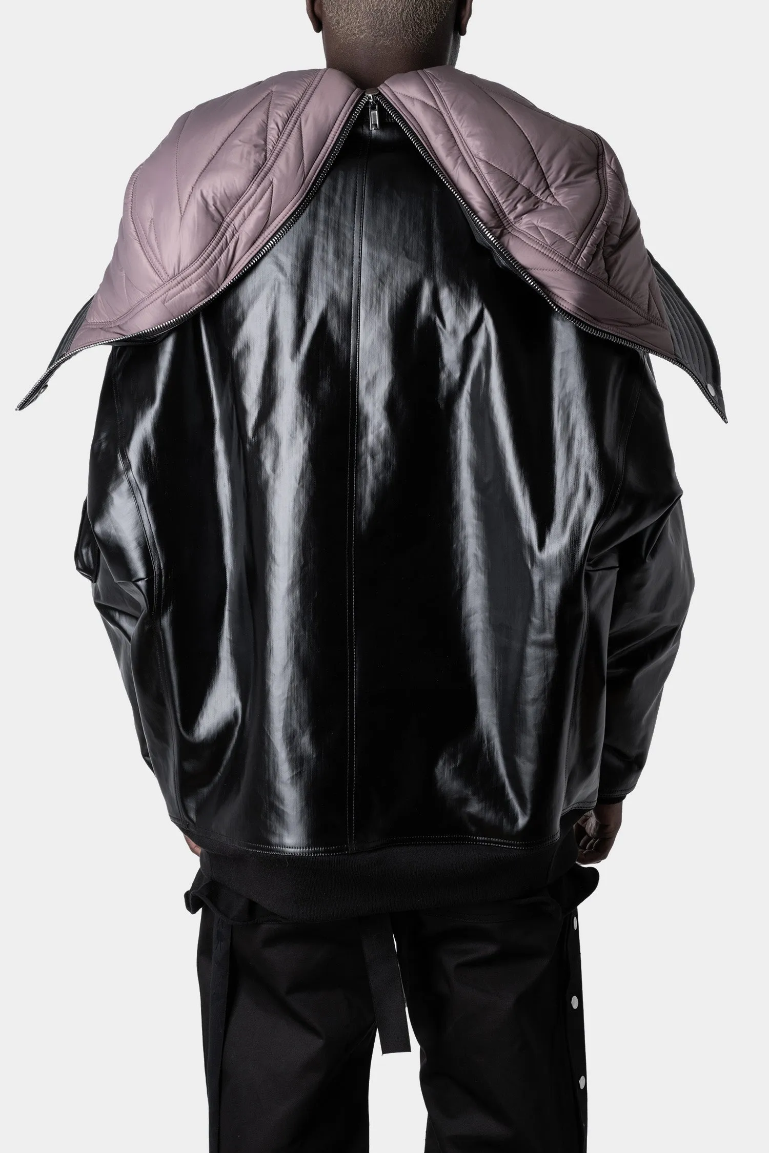 Rubber coated denim padded bomber