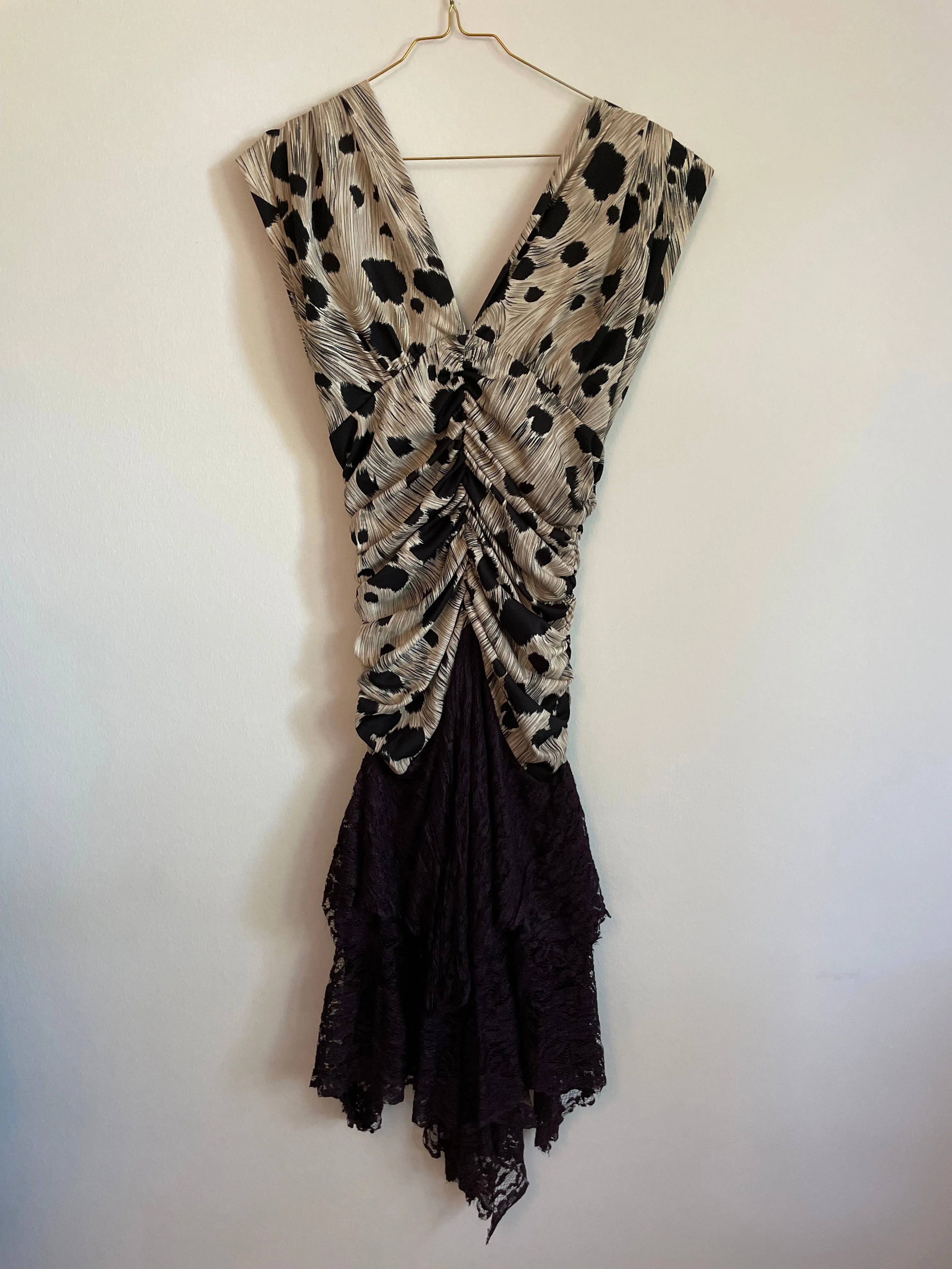 Ruched Animal Print Lace 80s Party