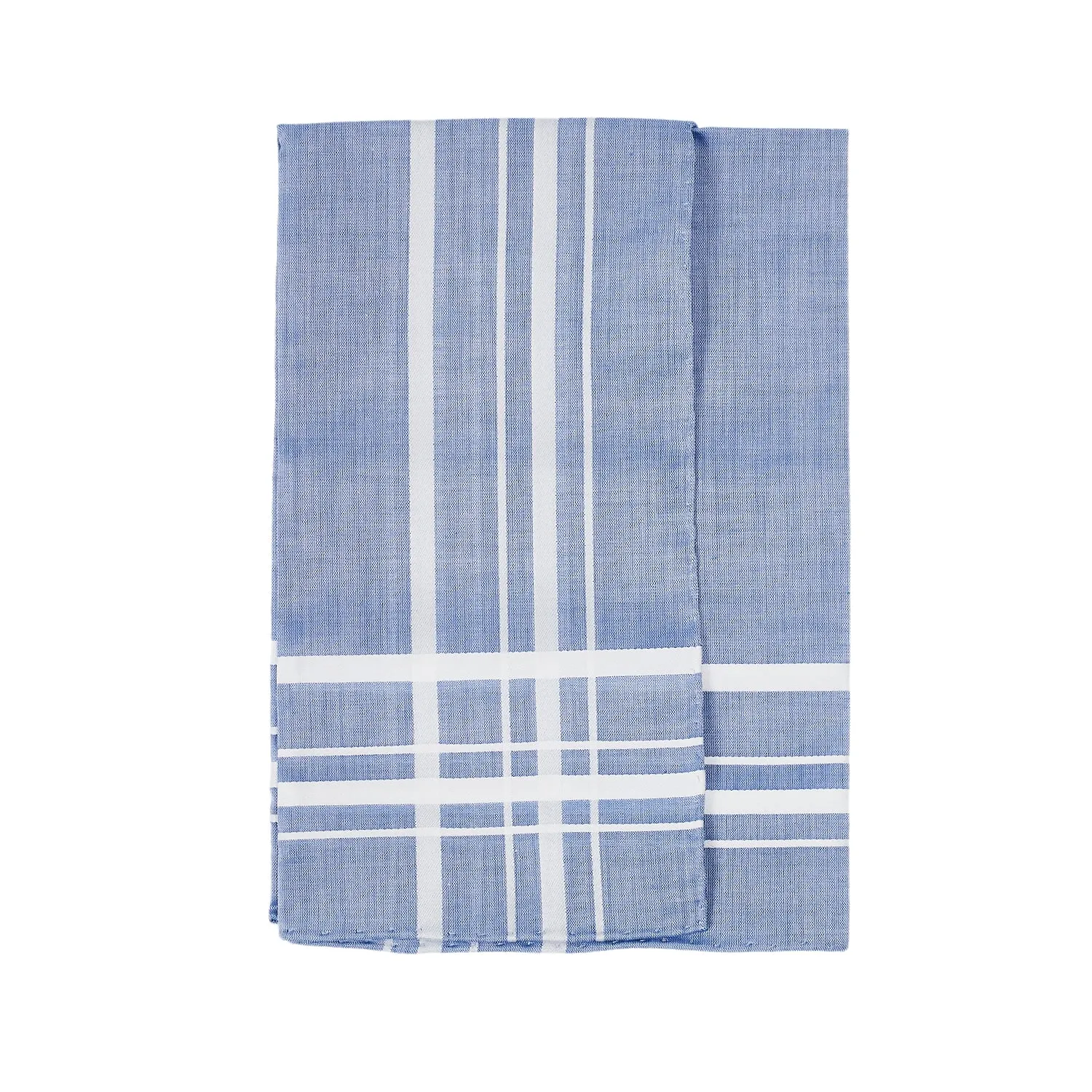 Simonnot Godard Blue & White Satin Check Cotton Pocket Square