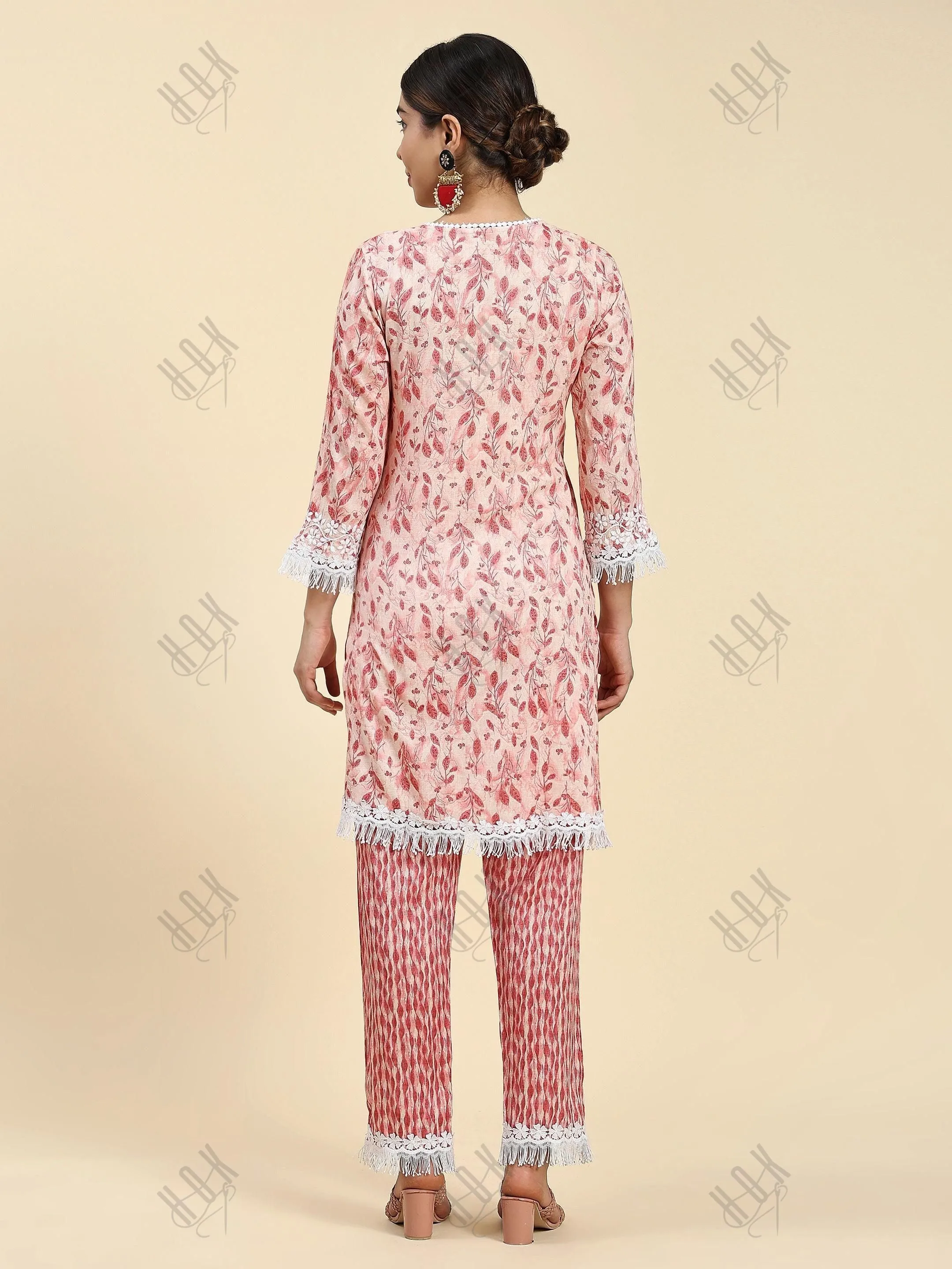 Simran in Samma Chikankari Co-ord set in Cotton for Women- Pink