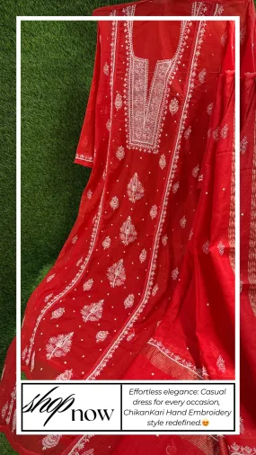 Soft Chanderi dress | Semi-Stitched suits | Embellished Elegance | Elegant Ethnics | Semi-Stitched Styles