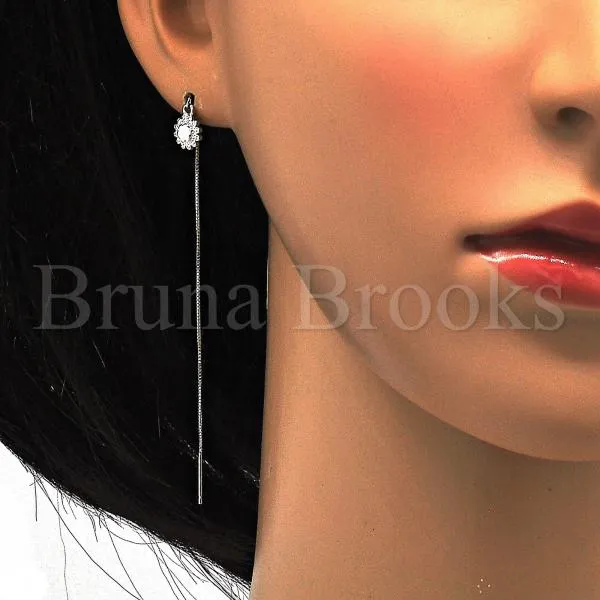 Sterling Silver 02.290.0007 Threader Earring, Flower Design, Polished Finish, Rhodium Tone