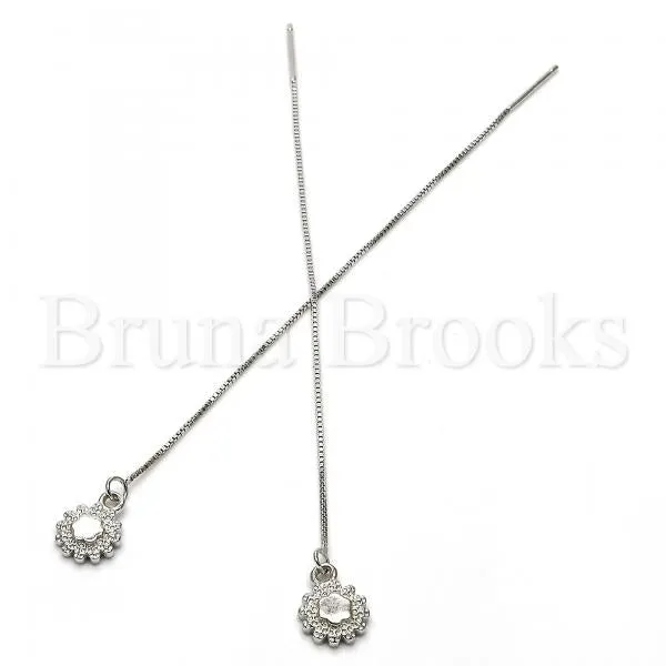 Sterling Silver 02.290.0007 Threader Earring, Flower Design, Polished Finish, Rhodium Tone