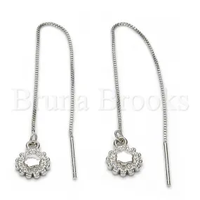 Sterling Silver 02.290.0007 Threader Earring, Flower Design, Polished Finish, Rhodium Tone