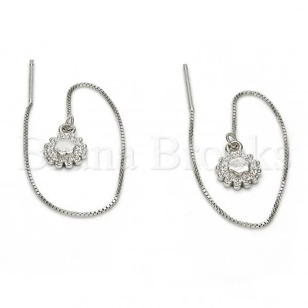 Sterling Silver 02.290.0007 Threader Earring, Flower Design, Polished Finish, Rhodium Tone