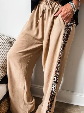 Striped Leopard Print Trousers