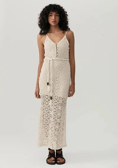 Talia Beach Lace Midi Dress - Ivory