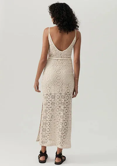 Talia Beach Lace Midi Dress - Ivory