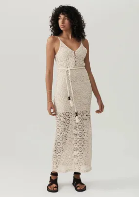 Talia Beach Lace Midi Dress - Ivory