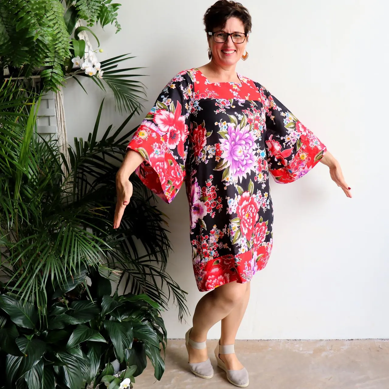 The Kimono Dress - Peony Print