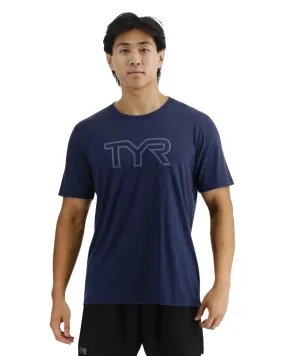 TYR Ultrasoft Lightweight Tri Blend Tech Tee - Big Logo Navy