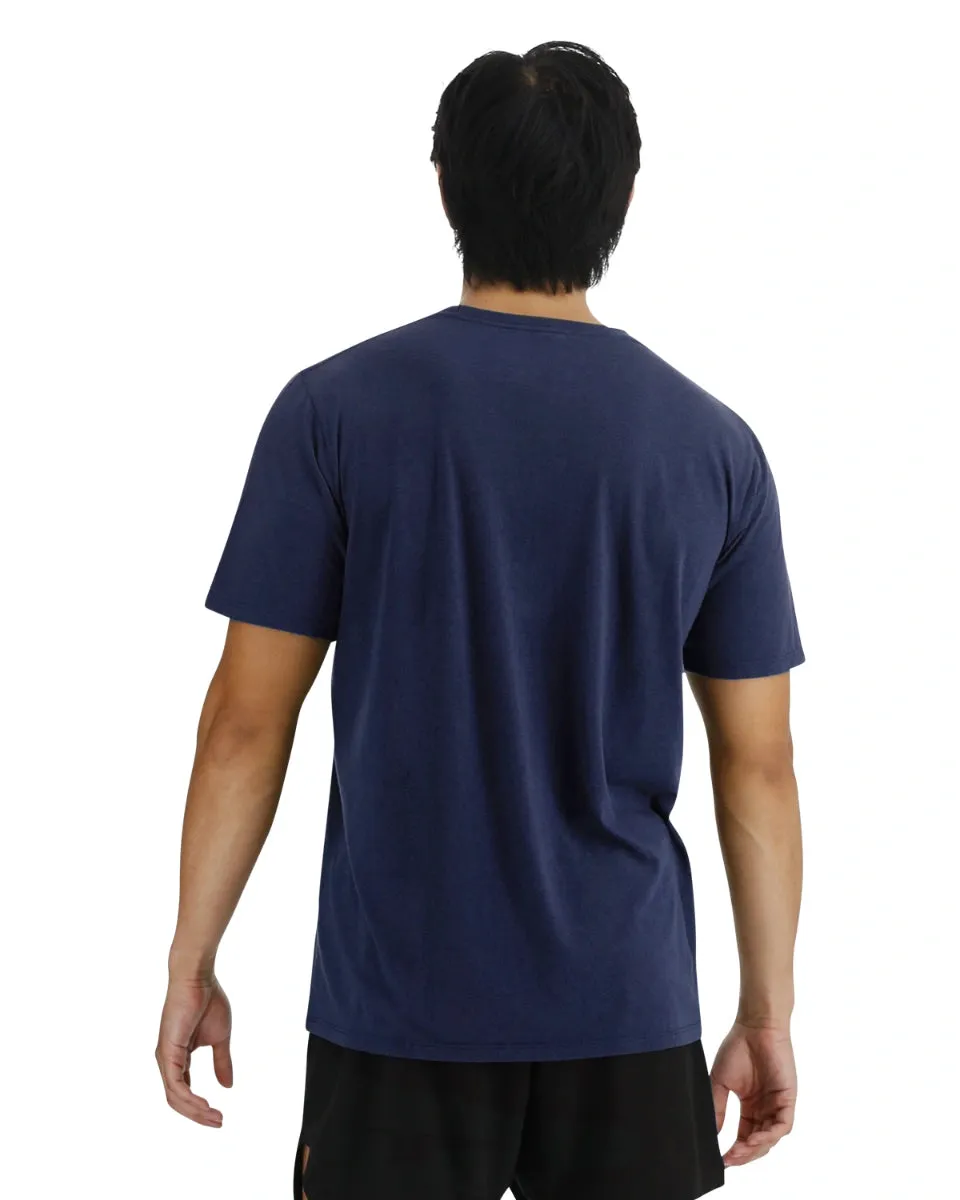 TYR Ultrasoft Lightweight Tri Blend Tech Tee - Big Logo Navy