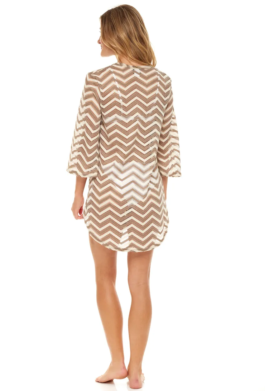 V-NECK BELL SLEEVE TUNIC - CAIRO