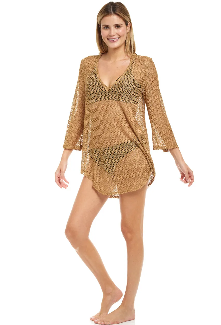 V-NECK BELL SLEEVE TUNIC - GLAM