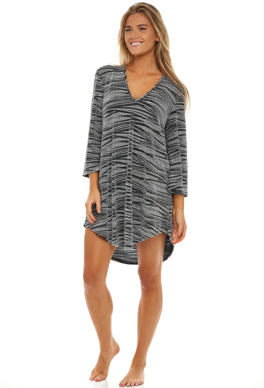 V-NECK BELL SLEEVE TUNIC - HOLIDAY