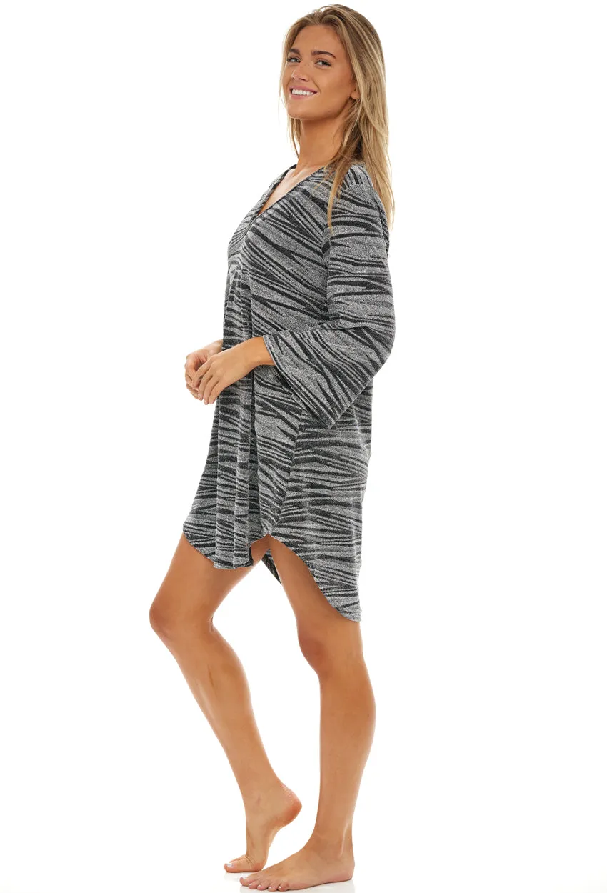 V-NECK BELL SLEEVE TUNIC - HOLIDAY