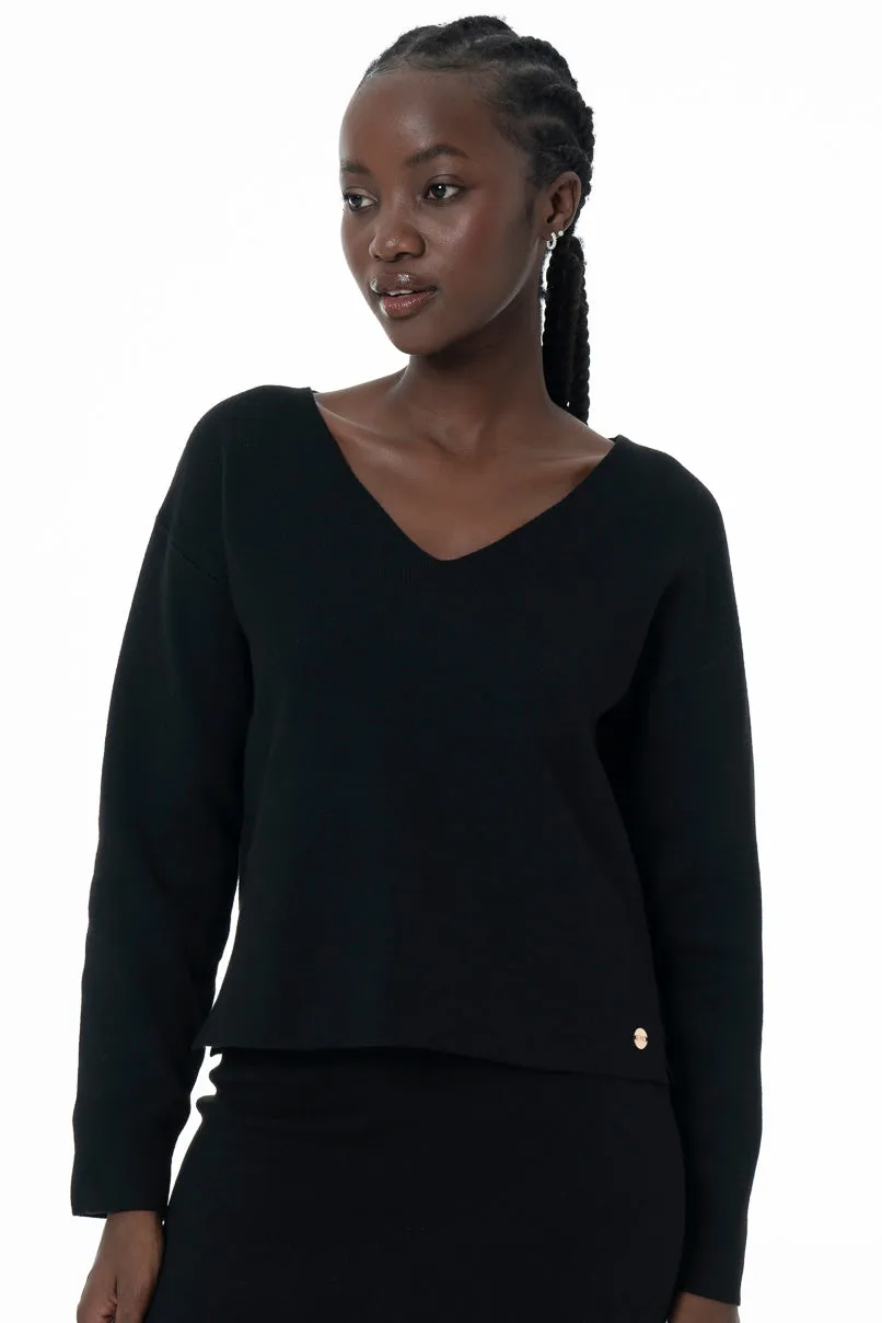 V-Neck Jersey _ 145663 _ Black