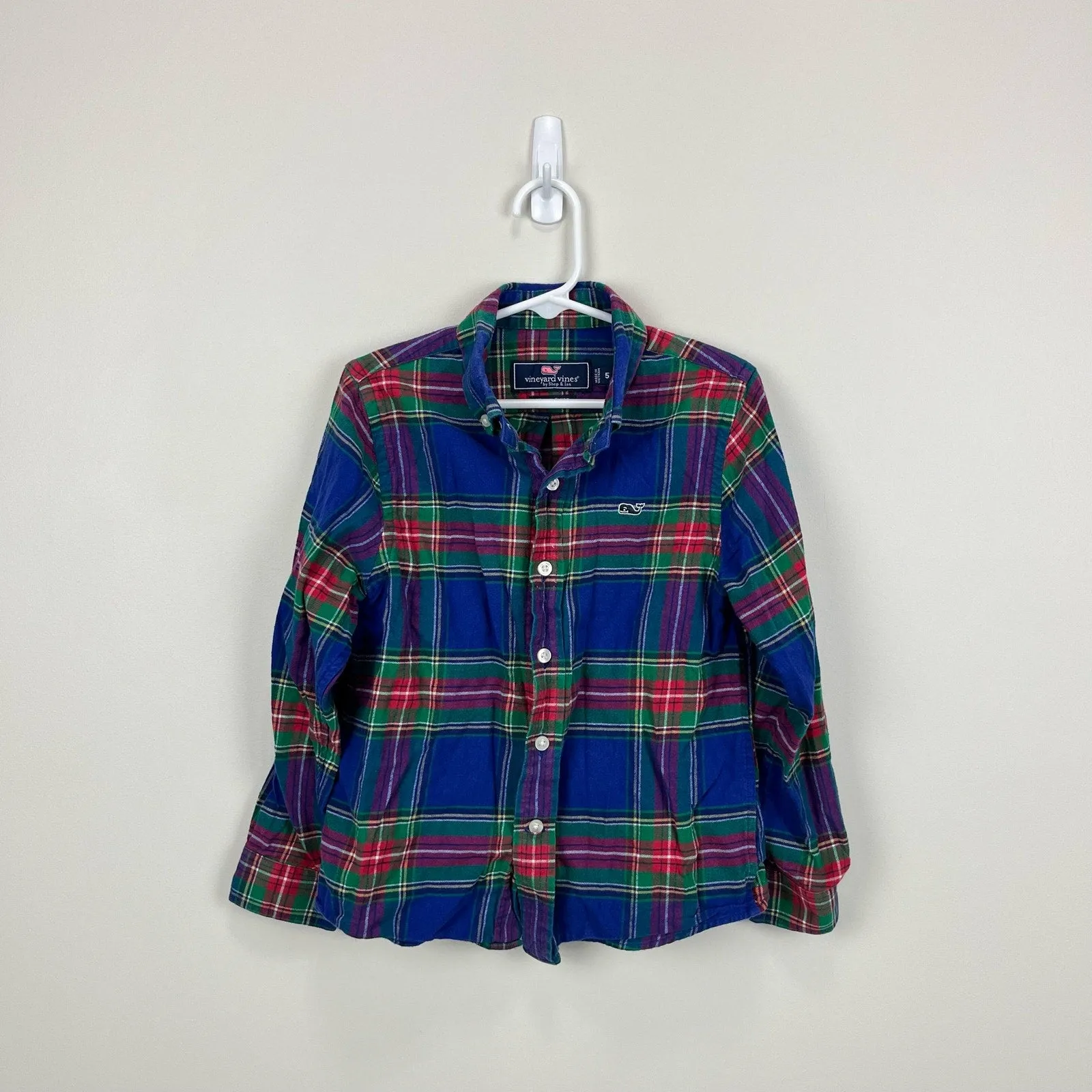 Vineyard Vines Plaid Flannel Whale Shirt 5T