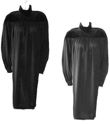 *VINTAGE JAEGER BLACK VELVET & WOOL CREPE EVENING DRESS MADE IN GREAT BRITAIN - SIZE 14