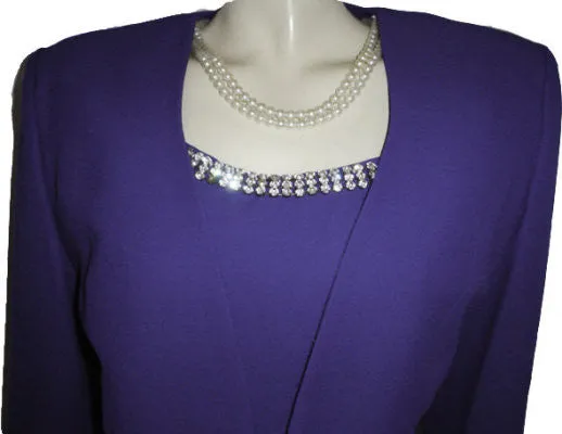 *VINTAGE NIGHT STUDIO EVENING DRESS & JACKET WITH ART DECO-LOOK RHINESTONE CLASP - PERFECT FOR THE HOLIDAYS