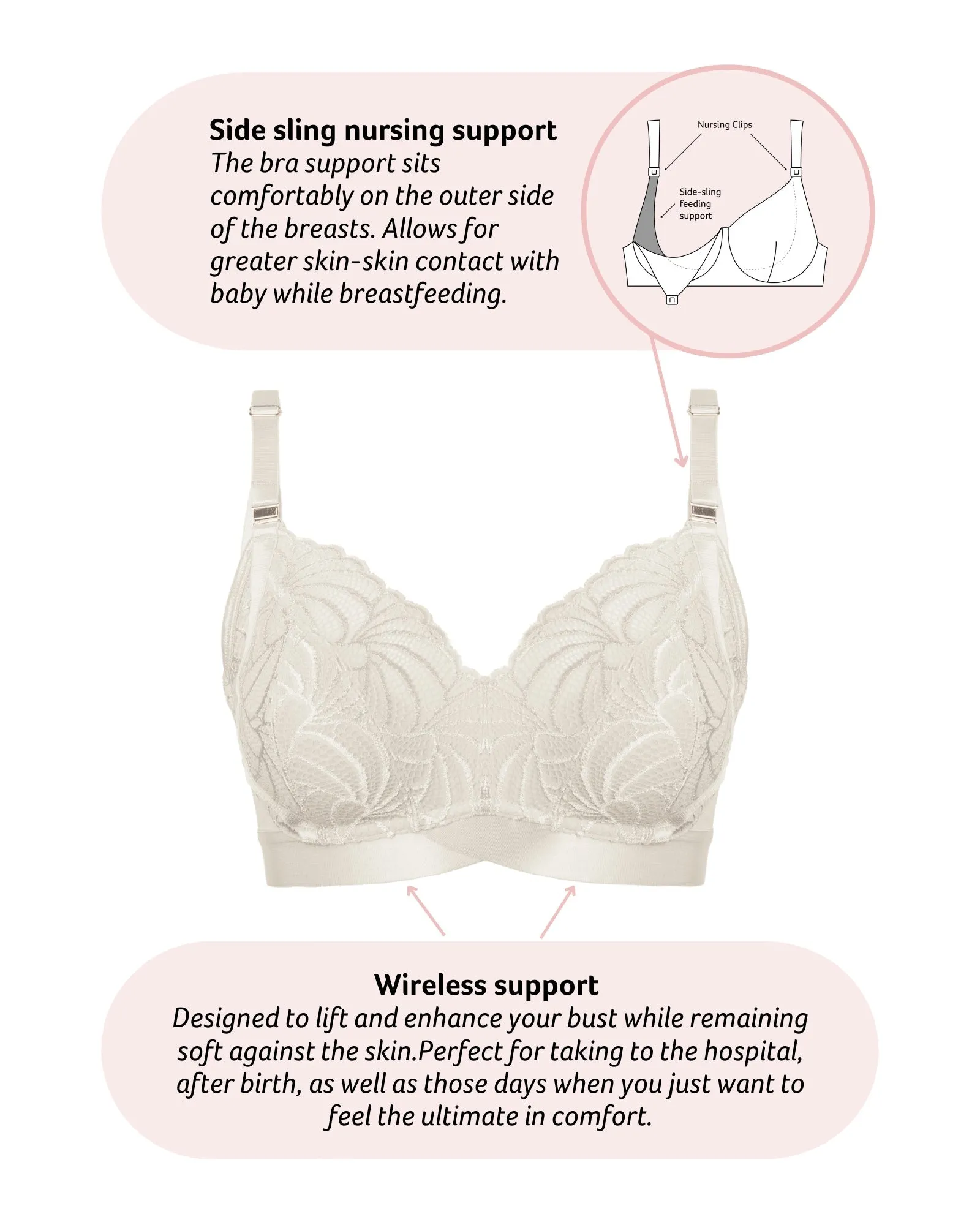 WARRIOR SOFT CUP IVORY MULTIFIT NURSING BRA - WIREFREE