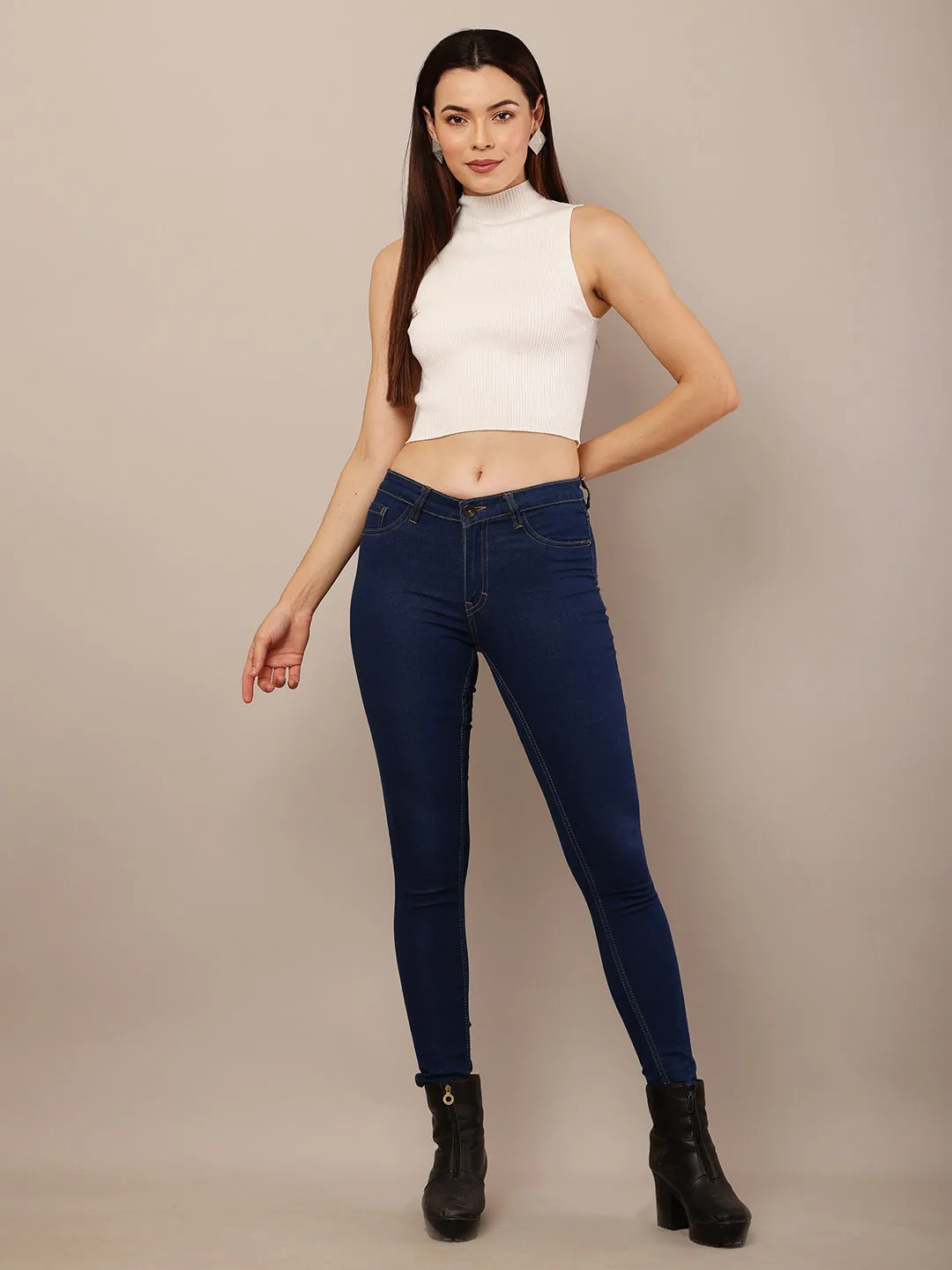 Women Fitted Ribbed Crop Top