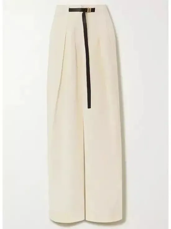 Women’s Belted High-Rise Silk and Linen-Blend Pants