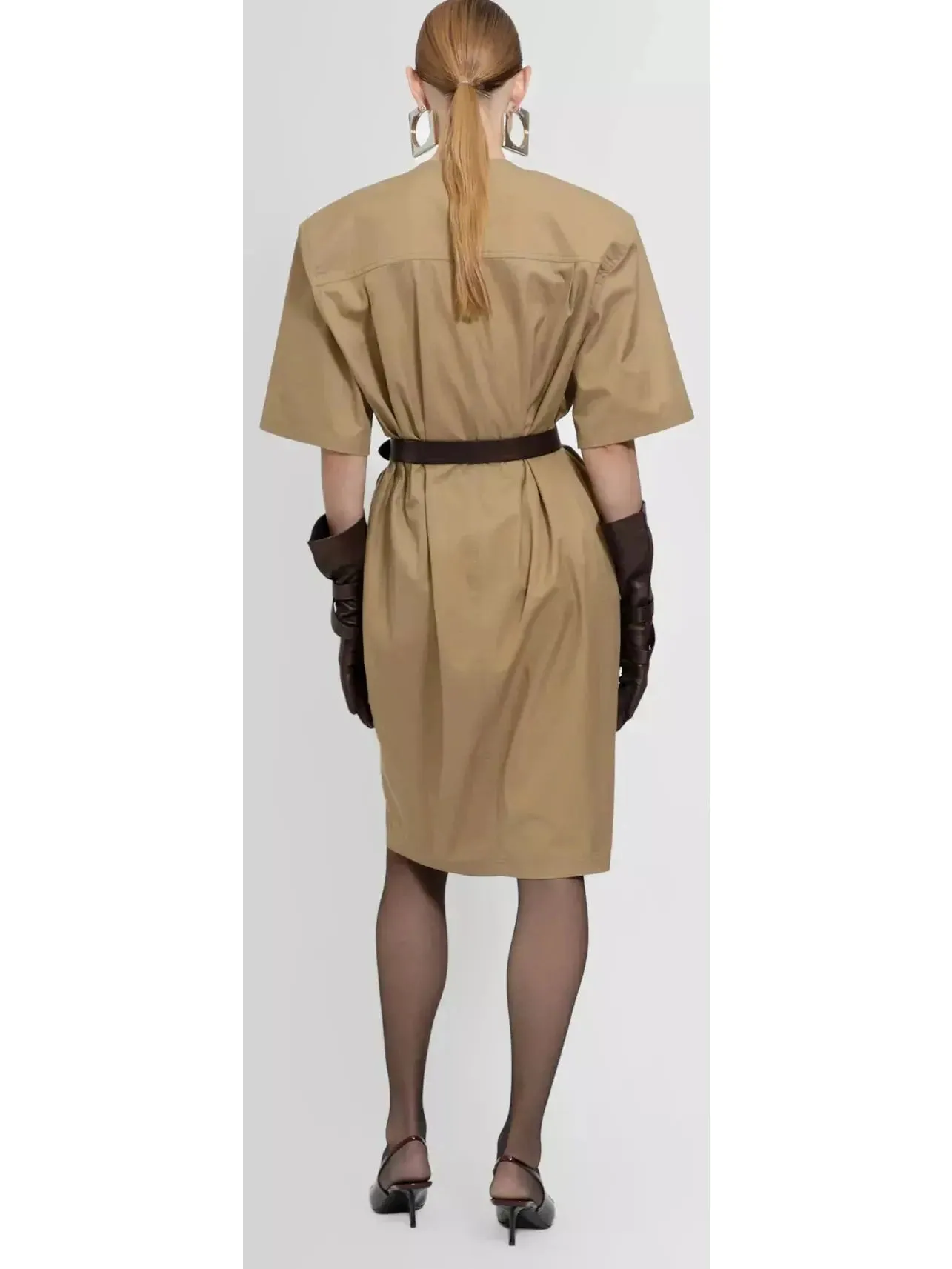 Women’s Belted Saharienne Safari Dress in Cotton Twill