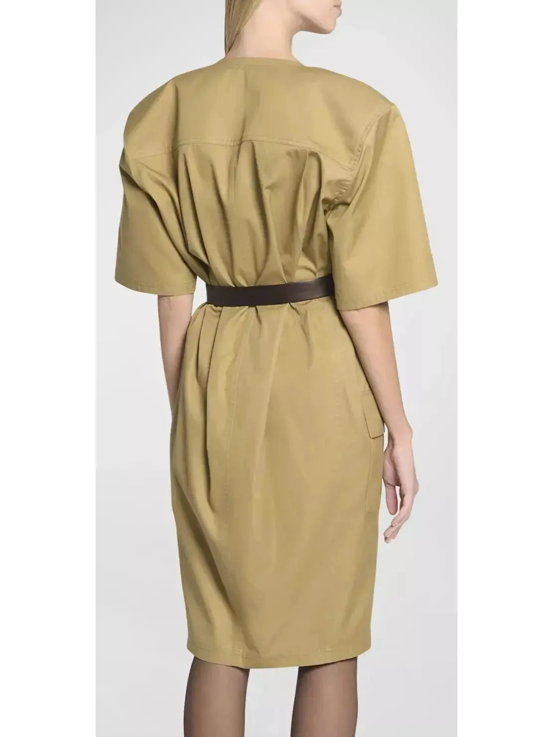 Women’s Belted Saharienne Safari Dress in Cotton Twill