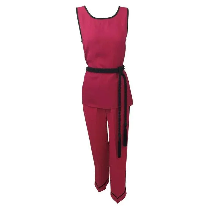 Yves Saint Laurent Top, Pants & Tassel Belt Set | FR 38-36