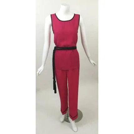 Yves Saint Laurent Top, Pants & Tassel Belt Set | FR 38-36